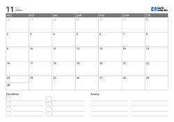 etkinlik listesi ve not alanı içeren yatay aylık takvim şablonu