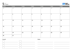 modello di calendario mensile orizzontale con elenco eventi e area note
