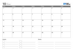 landscape monthly calendar template with event list and notes area