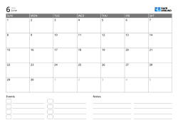landscape monthly calendar template with event list and notes area