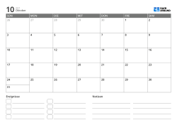 Monatskalender im querformat mit Ereignisliste und Notizbereich