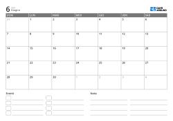 modello di calendario mensile orizzontale con elenco eventi e area note