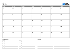 modèle de calendrier mensuel en paysage avec liste d’événements et zone de notes