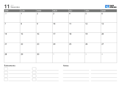modèle de calendrier mensuel en paysage avec liste d’événements et zone de notes