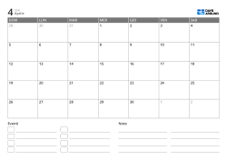 modello di calendario mensile orizzontale con elenco eventi e area note