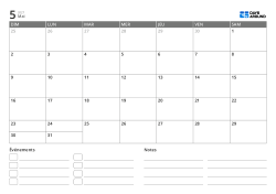 modèle de calendrier mensuel en paysage avec liste d’événements et zone de notes