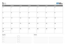 landscape monthly calendar template with event list and notes area
