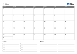 landscape monthly calendar template with event list and notes area