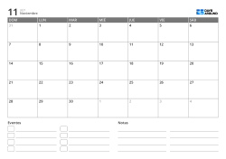 plantilla de calendario mensual horizontal con lista de eventos y área de notas