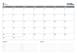 plantilla de calendario mensual horizontal con lista de eventos y área de notas