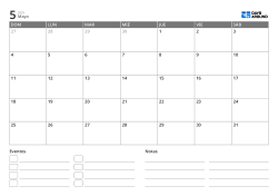 plantilla de calendario mensual horizontal con lista de eventos y área de notas