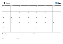 Monatskalender im querformat mit Ereignisliste und Notizbereich
