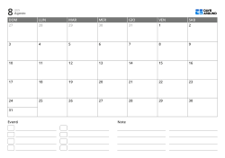 modello di calendario mensile orizzontale con elenco eventi e area note
