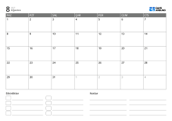 etkinlik listesi ve not alanı içeren yatay aylık takvim şablonu