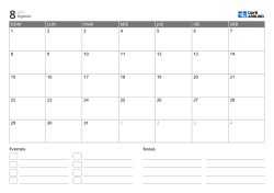 plantilla de calendario mensual horizontal con lista de eventos y área de notas