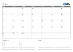 modèle de calendrier mensuel en paysage avec liste d’événements et zone de notes