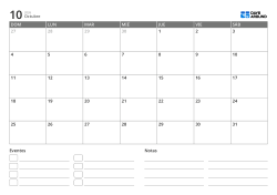 plantilla de calendario mensual horizontal con lista de eventos y área de notas