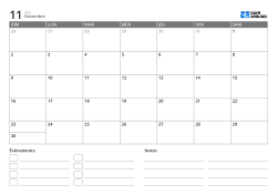 modèle de calendrier mensuel en paysage avec liste d’événements et zone de notes