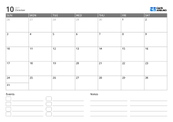 landscape monthly calendar template with event list and notes area