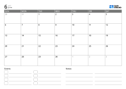 landscape monthly calendar template with event list and notes area