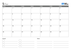 modello di calendario mensile orizzontale con elenco eventi e area note