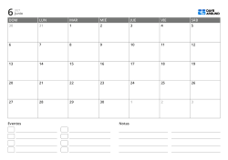 plantilla de calendario mensual horizontal con lista de eventos y área de notas