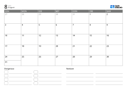 Monatskalender im querformat mit Ereignisliste und Notizbereich