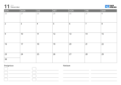 Monatskalender im querformat mit Ereignisliste und Notizbereich