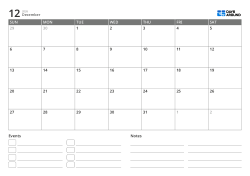 landscape monthly calendar template with event list and notes area