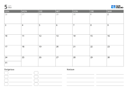 Monatskalender im querformat mit Ereignisliste und Notizbereich