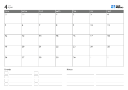 landscape monthly calendar template with event list and notes area