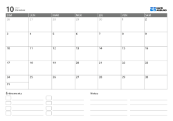modèle de calendrier mensuel en paysage avec liste d’événements et zone de notes