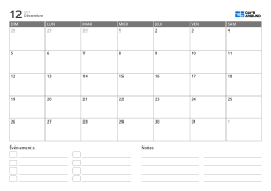 modèle de calendrier mensuel en paysage avec liste d’événements et zone de notes