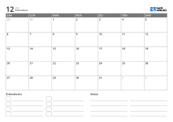 modèle de calendrier mensuel en paysage avec liste d’événements et zone de notes