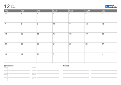 etkinlik listesi ve not alanı içeren yatay aylık takvim şablonu