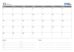 modello di calendario mensile orizzontale con elenco eventi e area note
