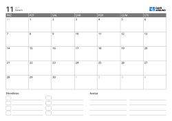 etkinlik listesi ve not alanı içeren yatay aylık takvim şablonu