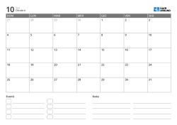 modello di calendario mensile orizzontale con elenco eventi e area note