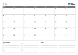 modèle de calendrier mensuel en paysage avec liste d’événements et zone de notes