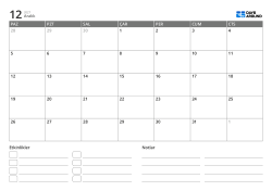 etkinlik listesi ve not alanı içeren yatay aylık takvim şablonu