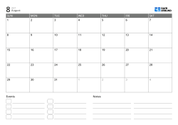 landscape monthly calendar template with event list and notes area