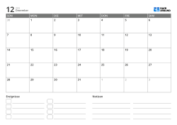 Monatskalender im querformat mit Ereignisliste und Notizbereich