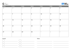 modello di calendario mensile orizzontale con elenco eventi e area note