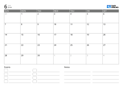 landscape monthly calendar template with event list and notes area