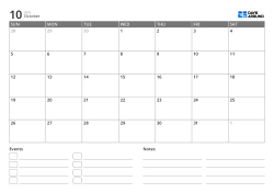 landscape monthly calendar template with event list and notes area