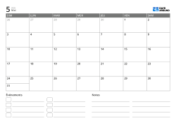 modèle de calendrier mensuel en paysage avec liste d’événements et zone de notes