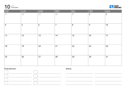 modèle de calendrier mensuel en paysage avec liste d’événements et zone de notes