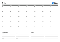 modèle de calendrier mensuel en paysage avec liste d’événements et zone de notes