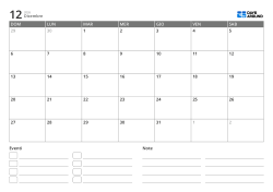 modello di calendario mensile orizzontale con elenco eventi e area note