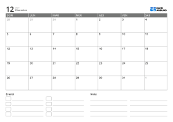 modello di calendario mensile orizzontale con elenco eventi e area note